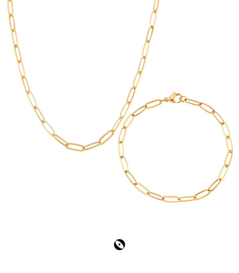 Lite Work - Gold Link Necklace + Bracelet Set